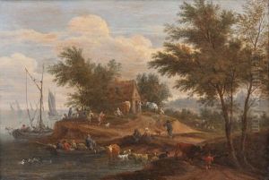 Le Retour De Pecheurs Pres De La Ferme by Pieter Bout