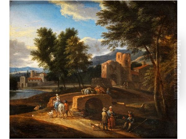 Landschaft Mit Figuren Auf Einer Brucke - view 1