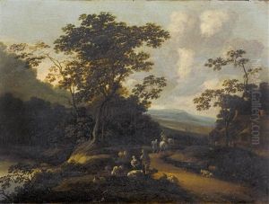 Landschaft Mit Hirtenpaar Und Bauernhaus by Pieter Bout