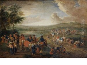 Travellers On A Country Path, Before A River Landscape Travellers On A Country Path, Before A River Landscape