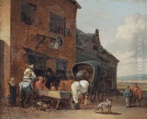 Travellers Outside An Inn by Pieter Bout