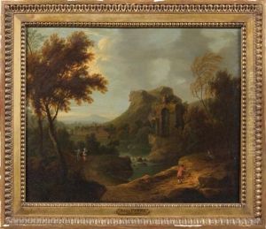 Promeneurs Dans Un Paysage Avec Des Ruines