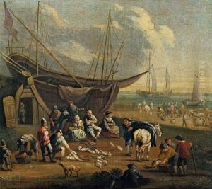 Hafenszene Mit Fischhandlern by Pieter Bout