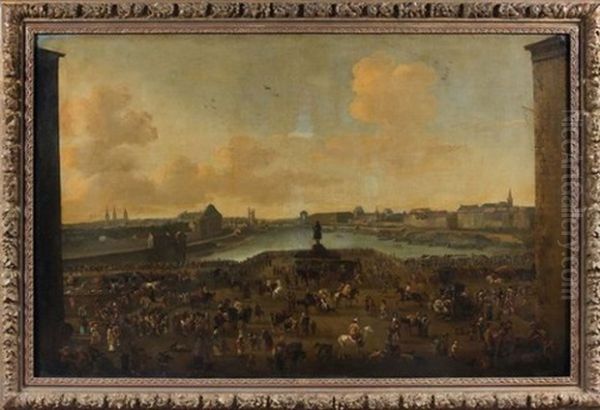 Le Pont Neuf, Vue De L'entree De La Place Dauphine, Le Quai Malaquais Avec Le College Des Quatre Nations Et La Grande Galerie Du Louvre - view 1