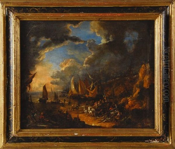 Pecheurs Sur Le Port Avant L'orage - view 1