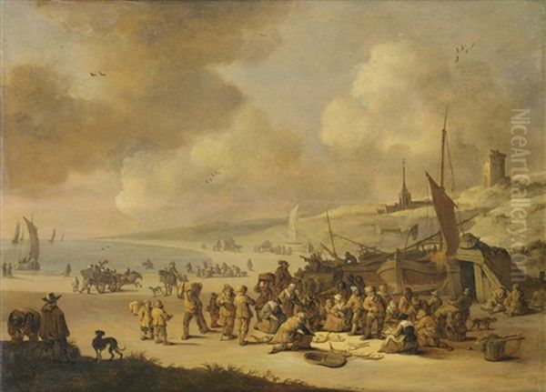 Marche Aux Poissons Sur La Plage De Scheveningen - view 1