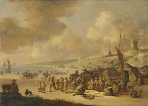 Marche Aux Poissons Sur La Plage De Scheveningen