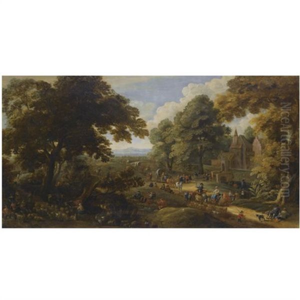 Landscape With Travellers Passing Through A Village (collab. W/ Adrien Frans Boudewijns) - view 1