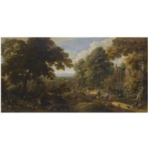 Landscape With Travellers Passing Through A Village (collab. W/ Adrien Frans Boudewijns)