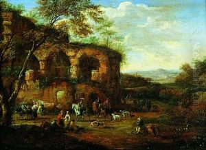 Ruines Antiques Animees De Cavaliers Et De Personnages (in Collab. With Adraen-frans Boudewyns)