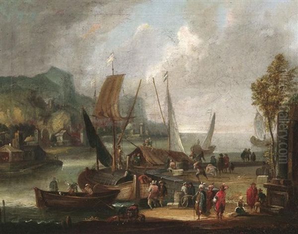 Segelschiffe An Der Kaimauer Einer Sudlandischen Hafenstadt - view 1