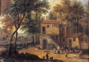 Paysans Pres D'une Ferme En Bord De Foret by Pieter Bout