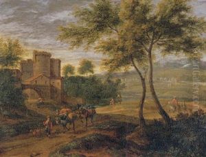 A Landscape With Travellers By The Gates Of A Castle A Landscape With Travellers By The Gates Of A Castle