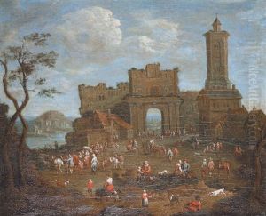 Le Marche Sur La Place D'une Ville Fortifiee by Pieter Bout