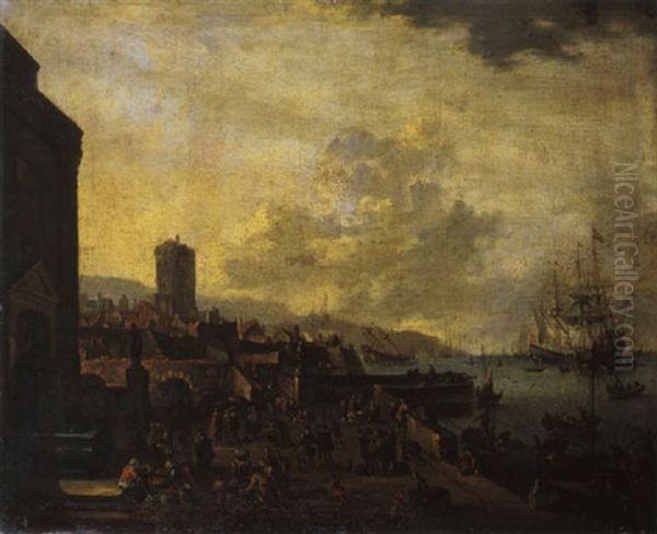 Sudlicher Seehafen Mit Reicher Figurenstaffage - view 1
