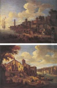 Townfolk On The Shores Of An Estuary