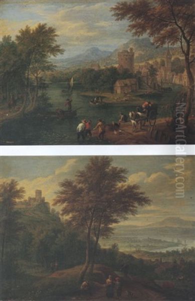 Extensive River Valley Landscape With Fishermen - view 1