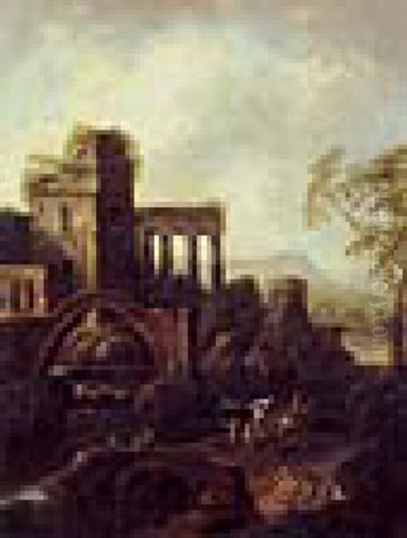 Flusslandschaft Mit Ruinen Und Figuren - view 1