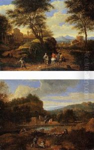 Paysage De La Campagne Italienne Avec Des Paysans