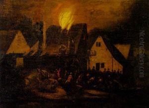 Nachtlicher Brand In Einem Dorf by Pieter Bout