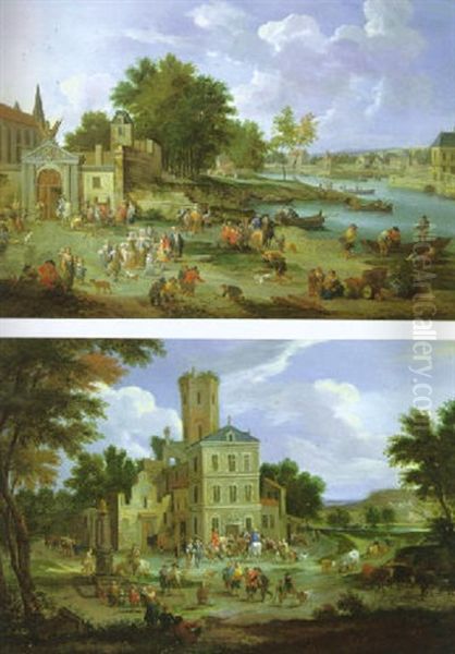 Townsfolk Gathering On The Shore Of An Estuary - view 1