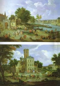 Townsfolk Gathering On The Shore Of An Estuary Townsfolk Gathering On The Shore Of An Estuary