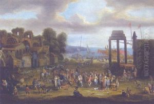 Fete Villageoise Sur La Grand Place D'un Port by Pieter Bout