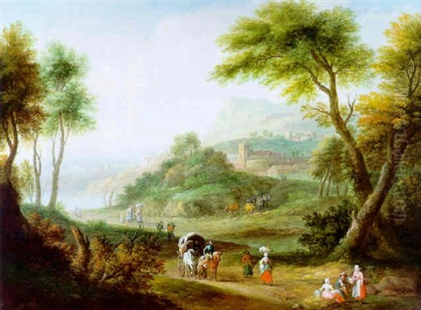 Paysage Italien Avec Chariot Sur Un Chemin - view 1
