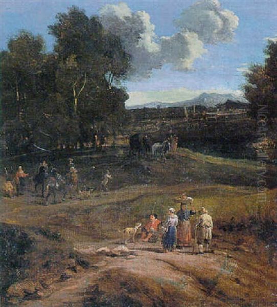 Figures In A Wooded Landscape - view 1