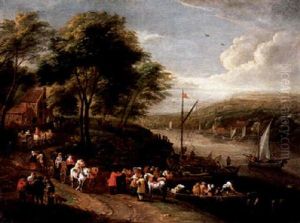 Handler Und Bauern Be- Und Entladen Boote by Pieter Bout