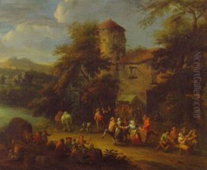 Peasants Merrymaking Outside An Inn by Pieter Bout