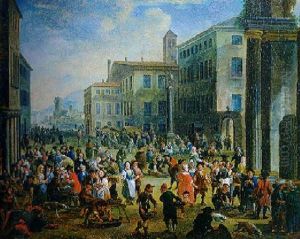 Scene De Marche Dans Une Ville by Pieter Bout