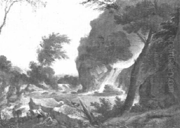 Italianate Landscape With A Cowherd And Shepherdess With Their Livestock - view 1