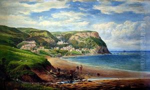 A View Of Runswick Bay, Fisherfolk And Therolling Countryside Beyond