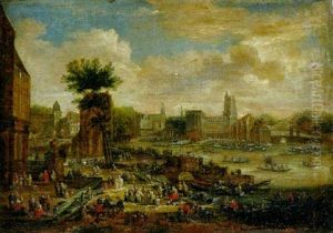 A Market In A Town On A River