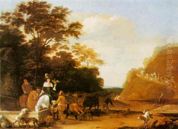 Landscape With A Hawking Party Resting By A Cistern - view 1