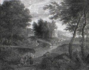 An Italianate Landscape With Travellers On A Track, A Town Beyond by Pieter Bout