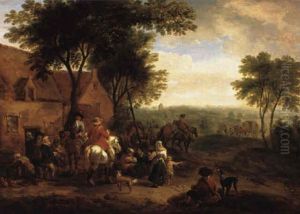 Rastende Reiter Vor Einem Wirtshaus by Pieter Bout