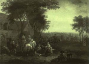 Soldiers Halted Before Peasants Outside A Tavern Soldiers Halted Before Peasants Outside A Tavern