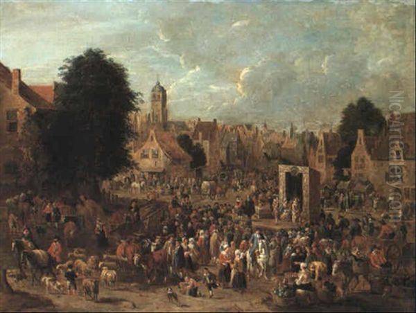 Actors From The Commedia Dell'arte Performing For Villagers - view 1