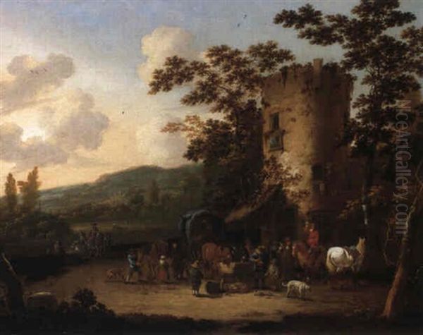 Travellers And Peasants Halted By A Ruined Tower - view 1