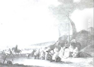 Fishermen Dividing Their Catch At The Seashore by Pieter Bout