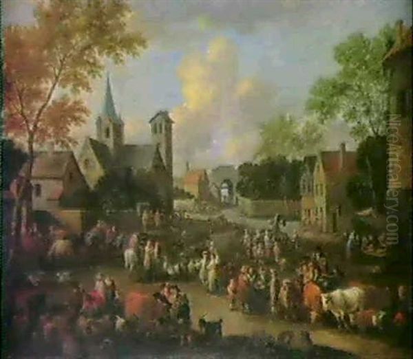 A Town Square On Market Day - view 1