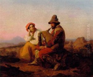 Italiensk Saekkepibespiller Underholder Ung Dame by Friedrich Bouterwek