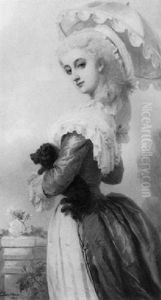 Elegante Et Son Petit Chien by Charles Edouard Boutibonne