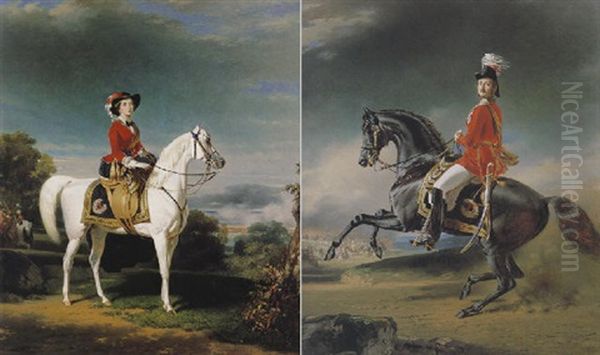 Portrait Of Queen Victoria Mounted On A Horse - view 1