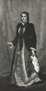 Portrait Of A Lady Wearing A Purple Silk Dress