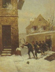 Bymotiv Med Franske Soldater, Vinter by Paul Emile Boutigny