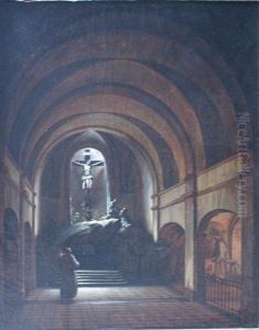 Chapelle Du Calvaire Dans L'eglise Saint Roch, Conserve Au Musee De Rouen (sketch) by Charles Marie Bouton