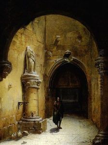 Gentilhomme Devant Une Statue by Charles Marie Bouton